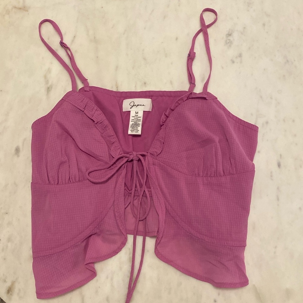 Japna pink open face tie crop top